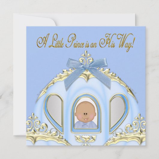 Bleu et or Prince Baby Shower Invitations (Devant)