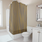 Bleu et or Rayures verticales Douche rideau (En situation)