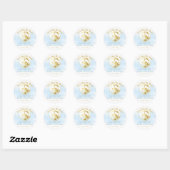 Bleu et or sur la lune Sticker Baby shower (Feuille)