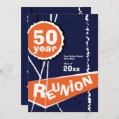 Bleu et orange invitation de la Réunion de classe (Devant / Derrière)