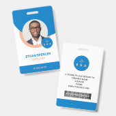 Bleu et orange Moderne Employé Photo ID Badge (Avant & arrière)