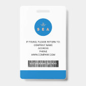 Bleu et orange Moderne Employé Photo ID Badge (Arrière)