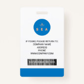 Bleu et orange Moderne Employé Photo ID Badge (Dos)