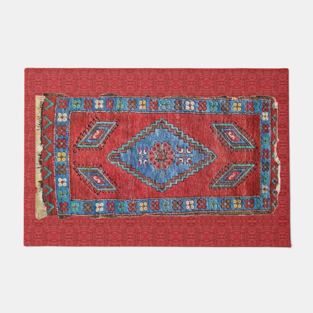 Bleu et Rose Antique Turc Oriental Design de tapis (Devant)