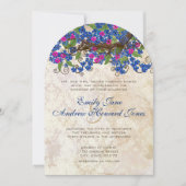 Bleu et rose cerisier Fleur Thé Stain Invitations (Devant)
