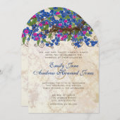 Bleu et rose cerisier Fleur Thé Stain Invitations (Devant / Derrière)