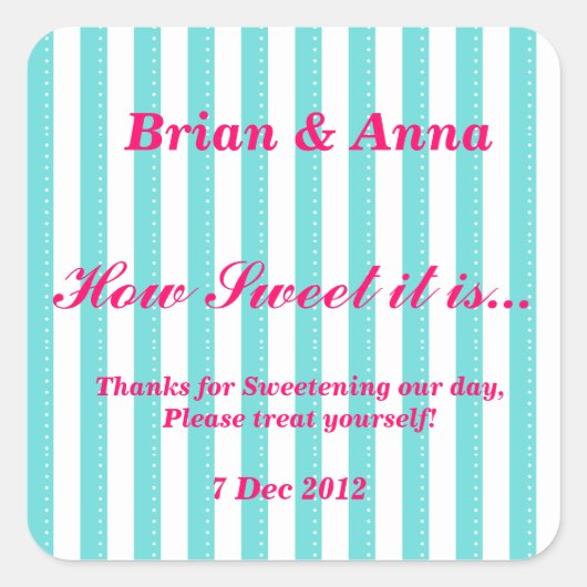 Bleu et rose chaud How Sweet Sticker (Devant)