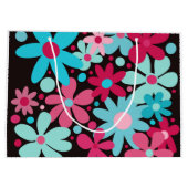 Bleu et rose fleur funky grand sac cadeau (Dos)
