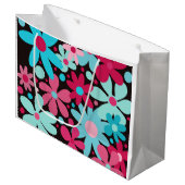 Bleu et rose fleur funky grand sac cadeau (Devant Angle)