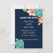 Bleu Et Rose Floral Botanique Enregistrer La Carte (Devant)