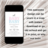 Bleu et rose | Invitation Baby shower jumeau