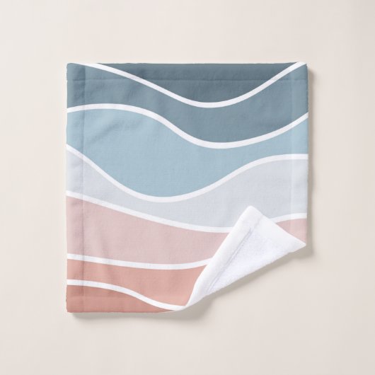 Bleu et rose style rétro vagues design (Gant de toilette)