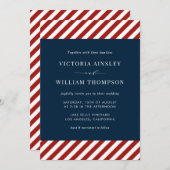 Bleu et rouge Faire-part de mariage des rayures na (Devant / Derrière)