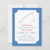 Bleu et Rouge Pêche Bébé Douche Invitations (Devant)