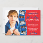 Bleu et rouge photo Faire-part Grad (Devant)
