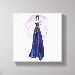 Bleu et toile enveloppée par or