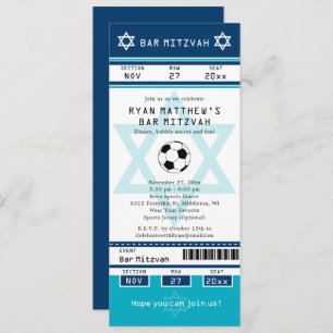 Bleu et Turquoise Bar Mitzvah Football Invitation