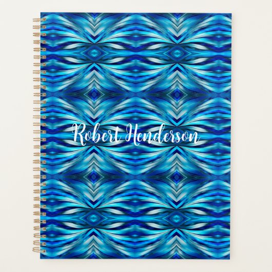 Bleu et Turquoise Wavy moderne Abstrait (Devant)