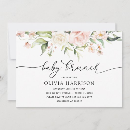 Bleu et verdure Bébé Brunch Douche Invitation (Devant)
