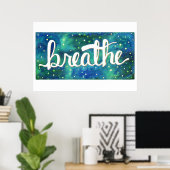 Bleu et vert Breathe Galaxy poster (Bureau à domicile)