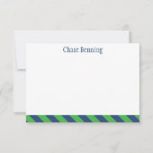 Bleu et vert Cravate bandes personnalisées Cartes  (Devant)