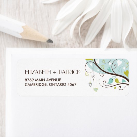 Bleu et vert | Étiquette de adresse de mignons tou (En situation)