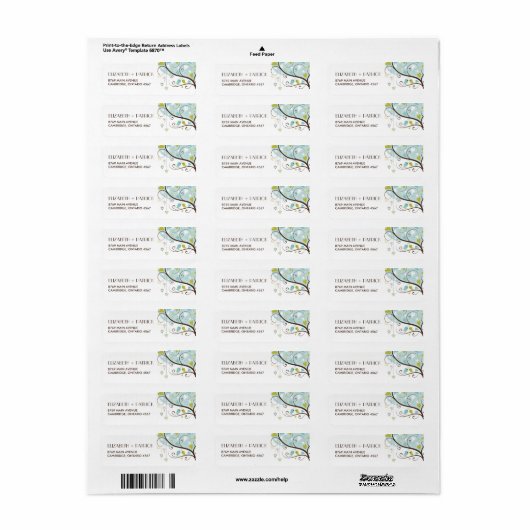 Bleu et vert | Étiquette de adresse de mignons tou (Feuille entière)