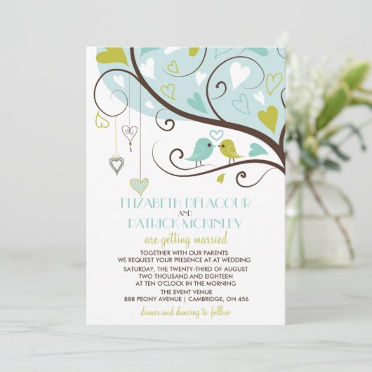 Bleu et vert | Faire-part de mariage de mignons to (Debout devant)