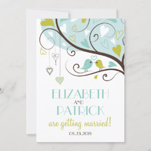 Bleu et vert   Faire-part de mariage de mignons to