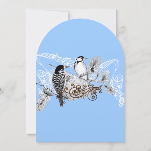 Bleu et vert Inséparable Faire-part de mariage de  (Dos)