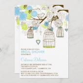 Bleu et vert Invitation de la nuptiale douche (Devant / Derrière)