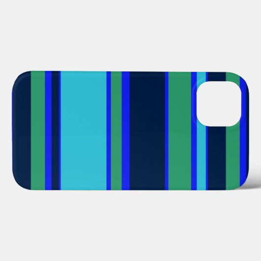 Bleu et vert rayures Coque-Mate coque iphone (Verso (horizontal))