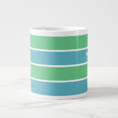 Bleu et Vert rayures Jumbo Mug (Devant)