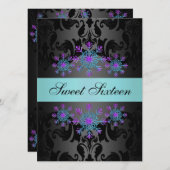 Bleu et violet Flamme de neige douce16 Invitation  (Devant / Derrière)