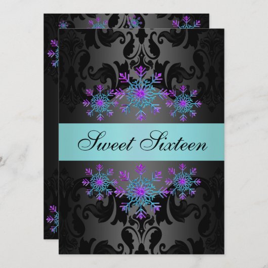 Bleu et violet Flamme de neige douce16 Invitation  (Devant / Derrière)