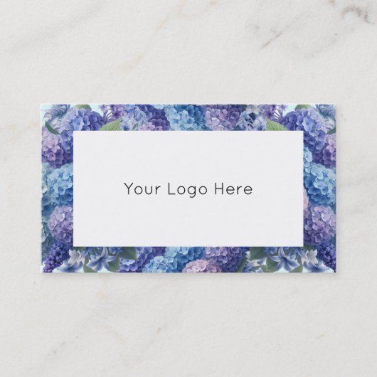 Bleu et violet Hydrangea élégants cartes de visite (Devant)