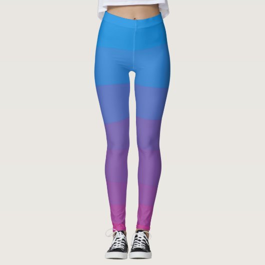 Bleu et violet ombre rayures Leggings (Devant)