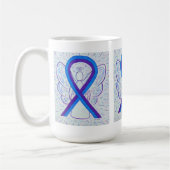 Bleu et violet sensibilisation Ruban Angel Art Mug (Gauche)