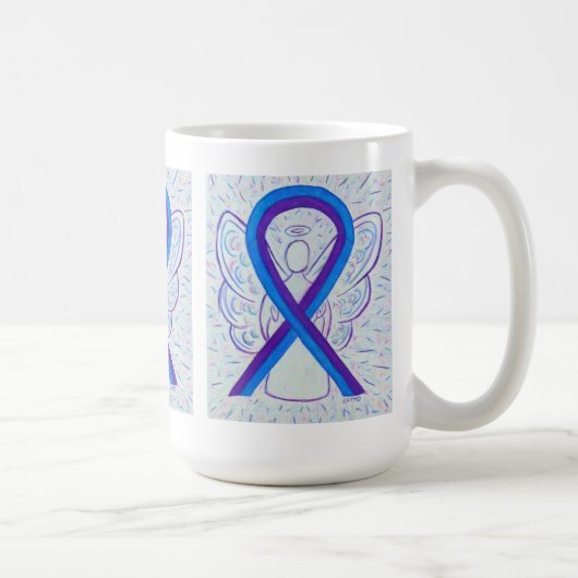Bleu et violet sensibilisation Ruban Angel Art Mug (Droite)
