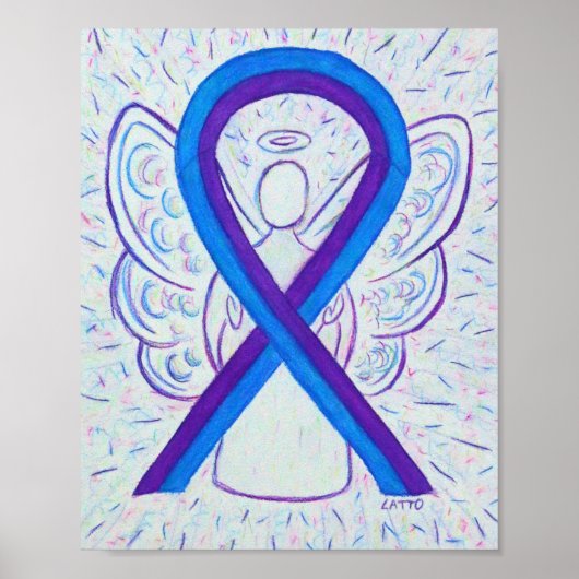 Bleu et violet sensibilisation Ruban Angel Poster (Devant)