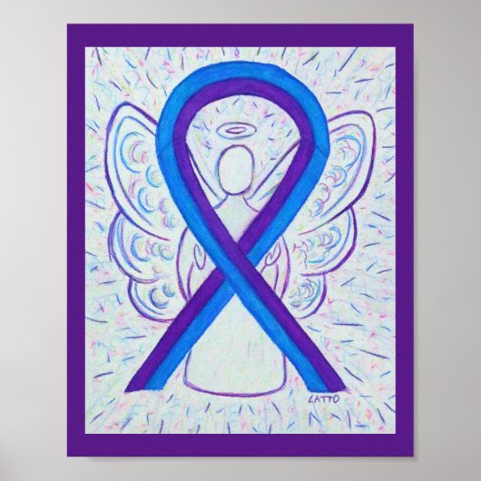 Bleu et violet sensibilisation Ruban Angel Poster (Devant)