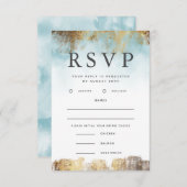 Bleu éthérée et or RSVP avec choix de repas (Devant / Derrière)