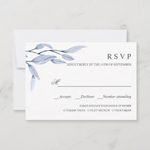 Bleu éthérée MARIAGE RSVP REPAS CHOIX