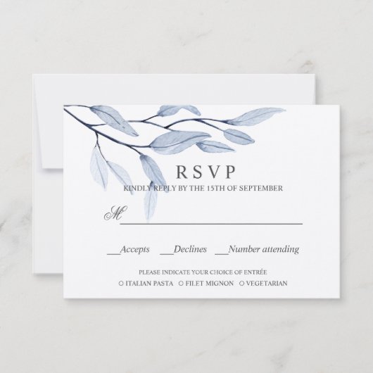 Bleu éthérée | MARIAGE RSVP REPAS CHOIX (Devant)