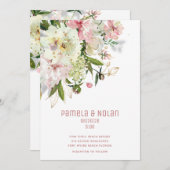 Bleu étincelant et Faire-part de mariage blanche (Devant / Derrière)