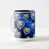 Bleu étincelle Diamond Coeurs Mug (Devant gauche)