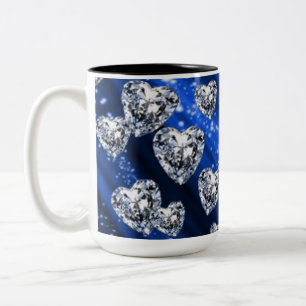 Bleu étincelle Diamond Coeurs Mug
