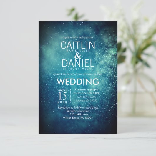 Bleu étoile Faire-part de mariage Formelle (Debout devant)