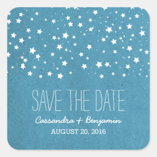 Bleu étoile nuit Enregistrer la date Stickers