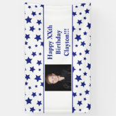 Bleu Étoiles avec message Photo Bannière Anniversa (Vertical)